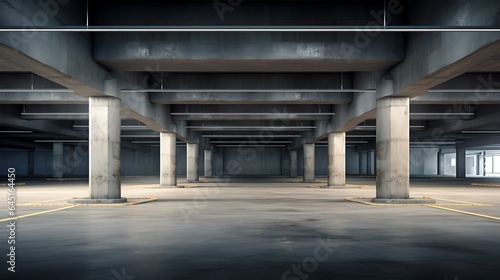 Parking are with concrete pillars with copy space for text