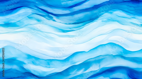 Seamless pattern Watercolor style image of sea waves in blue tones.