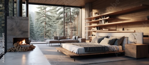 Modern house with a cozy bedroom.