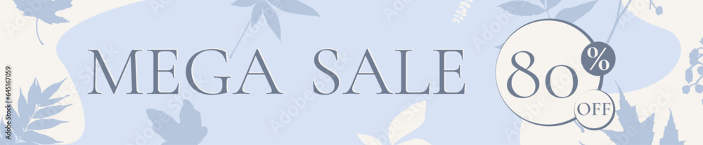 Modern sale banner background template with leaves, mega sale 80% off Modern sale banner background template with leaves, mega sale 80% off