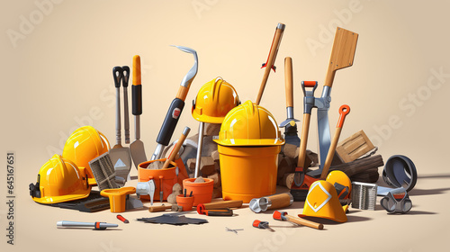 A Construction Tools Made from all of the above Cartoon Caricature tools.