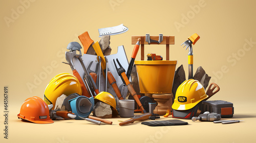 A Construction Tools Made from all of the above Cartoon Caricature tools.