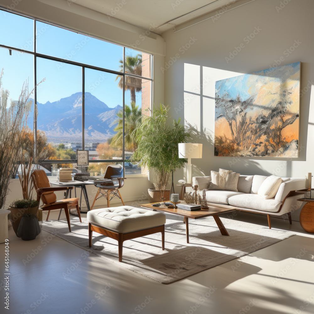 A minimalist studio with a mountain view
A minimalist studio with a mountain view
