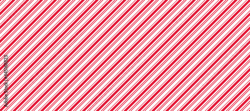 Red and white lines seamless pattern. Candy cane diagonal stripes background. Repeating decoration wallpaper. Winter holidays lines backdrop. Christmas peppermint present wrapping print design. Vector