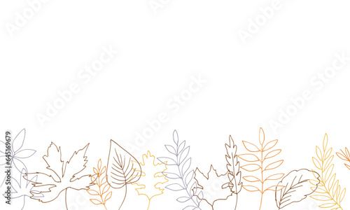 線画。秋の植物のベクターイラスト。秋の葉っぱと木の実イラスト。季節のカードデザイン。Line drawing. Autumn plants vector illustration. Autumn leaves and nuts illustration. Seasonal card design.