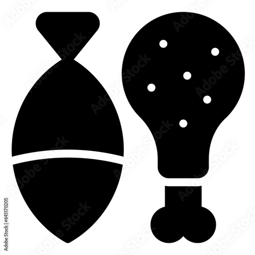 Meat and Fish Protein solid glyph icon