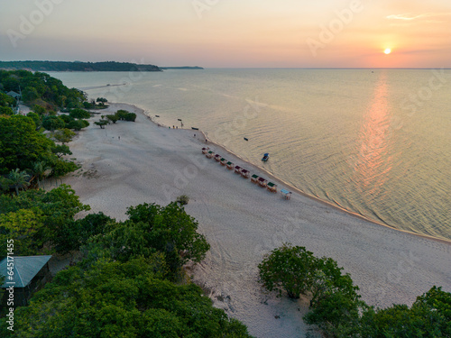 Beautiful sunset at Praia da Ponta de Pedras, also know as beach stones tip,   between Alter do Chão and Santarém in Brasil - Traveling South America