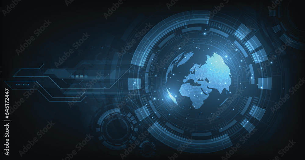 Fototapeta premium Digital business world technology background.Dark blue technology background.Futuristic digital technology concept.