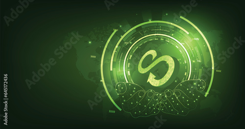 Circular economy symbol. Sustainable strategy to eliminate waste and pollution environment. Renewable material resources ideas for future growth of the business.	