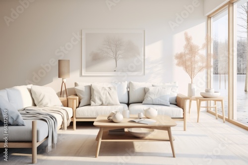 Cozy living room in a modern nordic designed home with plenty of natural light © NikoG