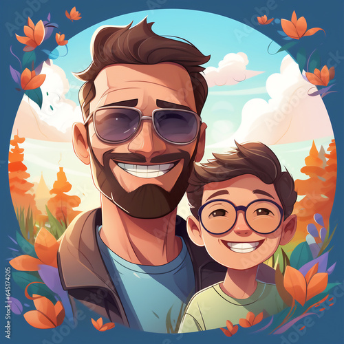 dad and son , in autumn, generative AI