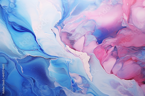 Abstract background of acrylic paint in blue  pink and white tones.