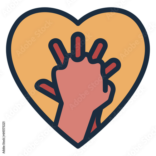 Hand pose CPR filled line icon