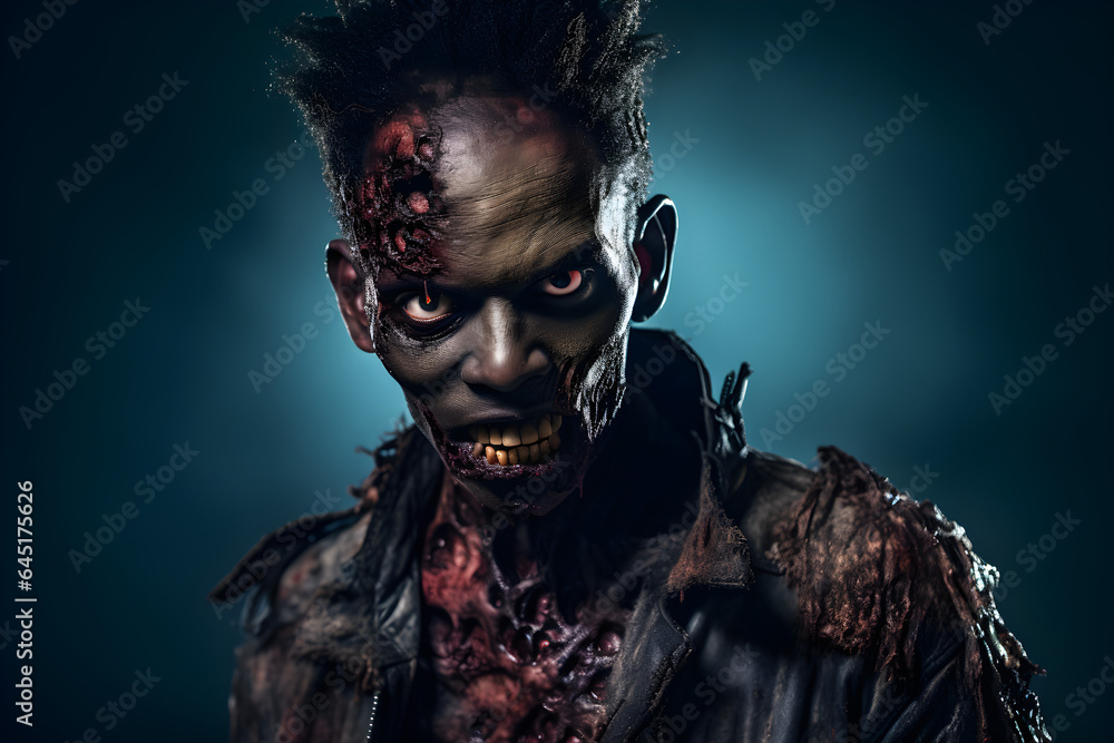 studio portrait of zombie black man