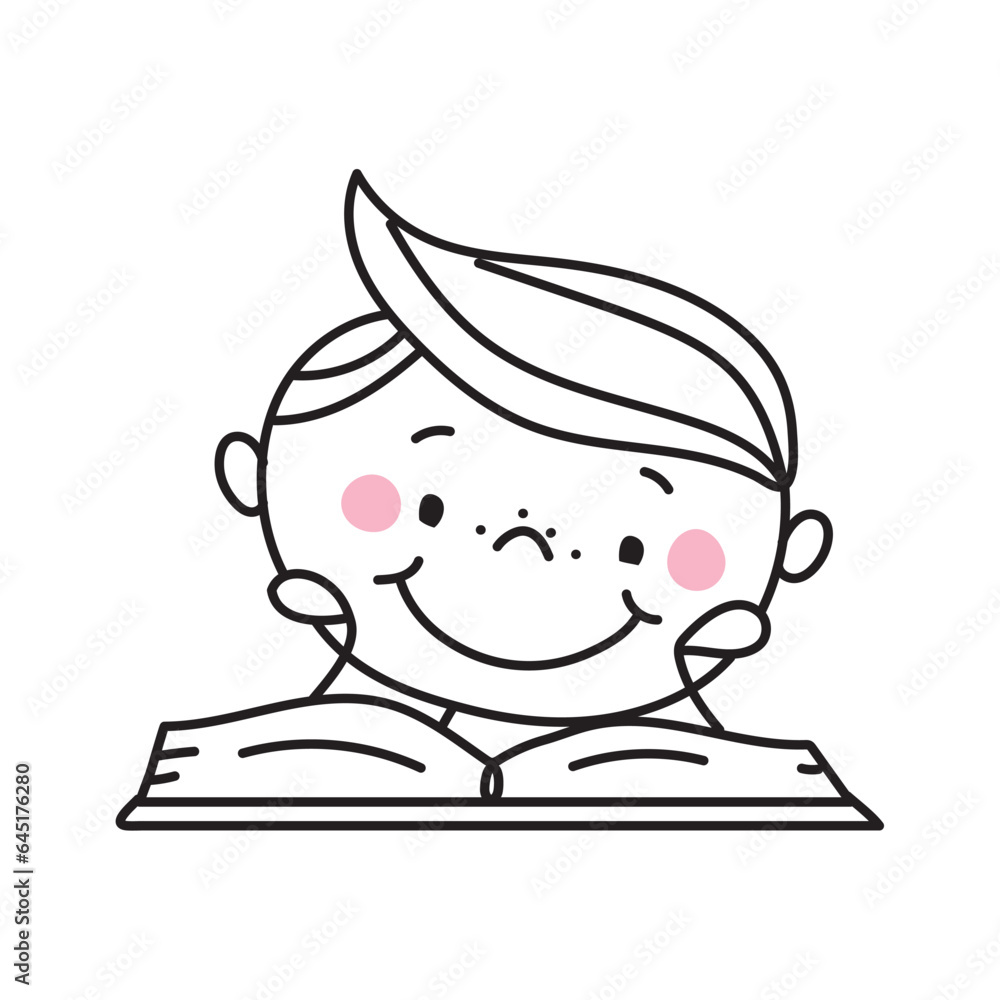 cute boy reading a book doodle icon cute boy reading a book doodle icon