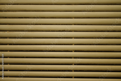 This is a metal louvered close-up