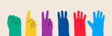 Hand count. Hands counting zero to five. Colorful flat vector illustration