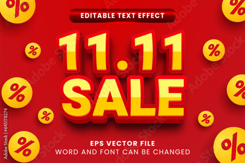 11 November Shopping Day Flash Sale Text Effect. Sale promotion banner text