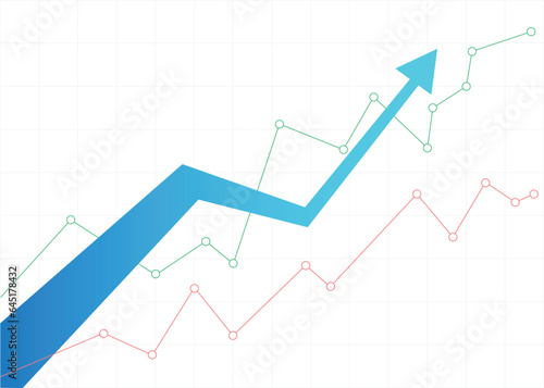 rising up stock blue arrow graph diagram financial business profit progress economic boom chart
