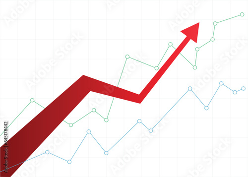 rising up stock red arrow graph diagram financial business profit progress economic boom chart