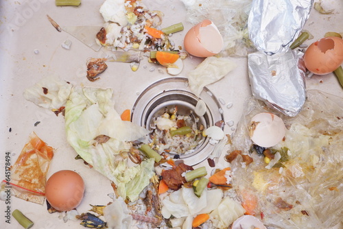 Bild auf Leinwand the sink is clogged with food residue