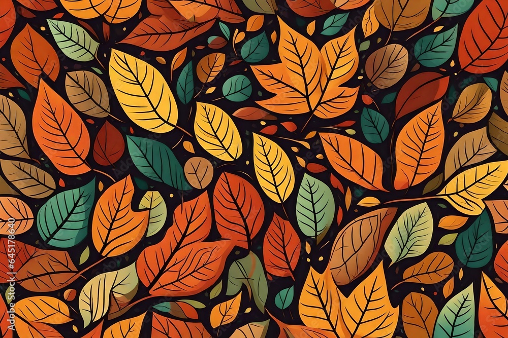 seamless pattern with autumn leaves