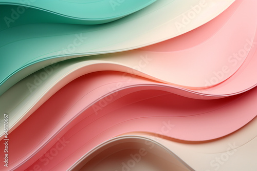 abstract background of colorful curved paper sheets. 3d render illustration