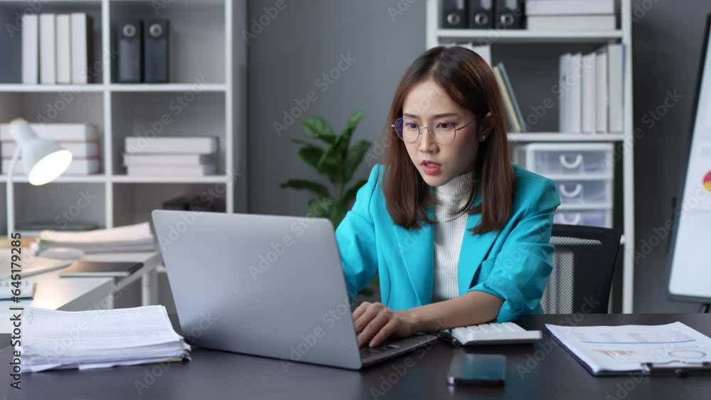 tired business woman sleepy and bored from sitting at a desk for a long time and has office syndrome tired business woman sleepy and bored from sitting at a desk for a long time and has office syndrome