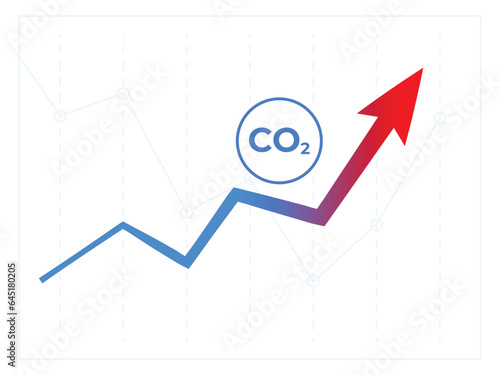 Carbon dioxide offset sign. Co2 emissions up trend symbol