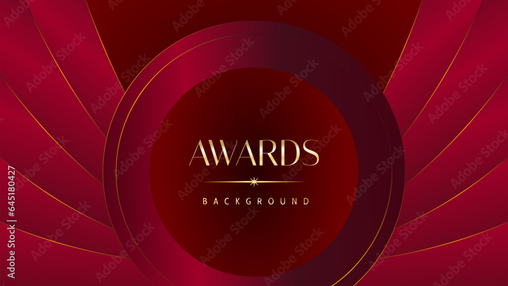 Obraz premium Red maroon golden royal awards graphics background. Golden sidelines. Modern template grand luxury premium corporate abstract design template trophy banner certificate.