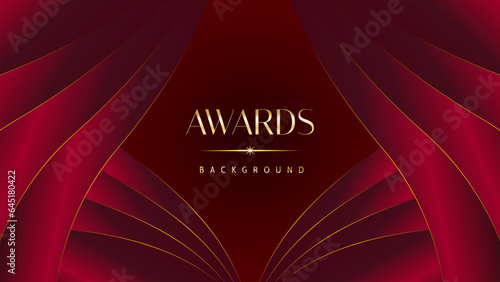 Red maroon golden royal awards graphics background. Golden sidelines. Modern template grand luxury premium corporate abstract design template trophy banner certificate.