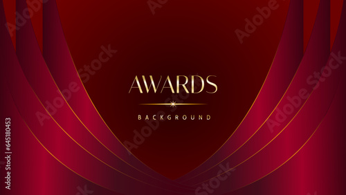 Red maroon golden royal awards graphics background. Golden sidelines. Modern template grand luxury premium corporate abstract design template trophy banner certificate.