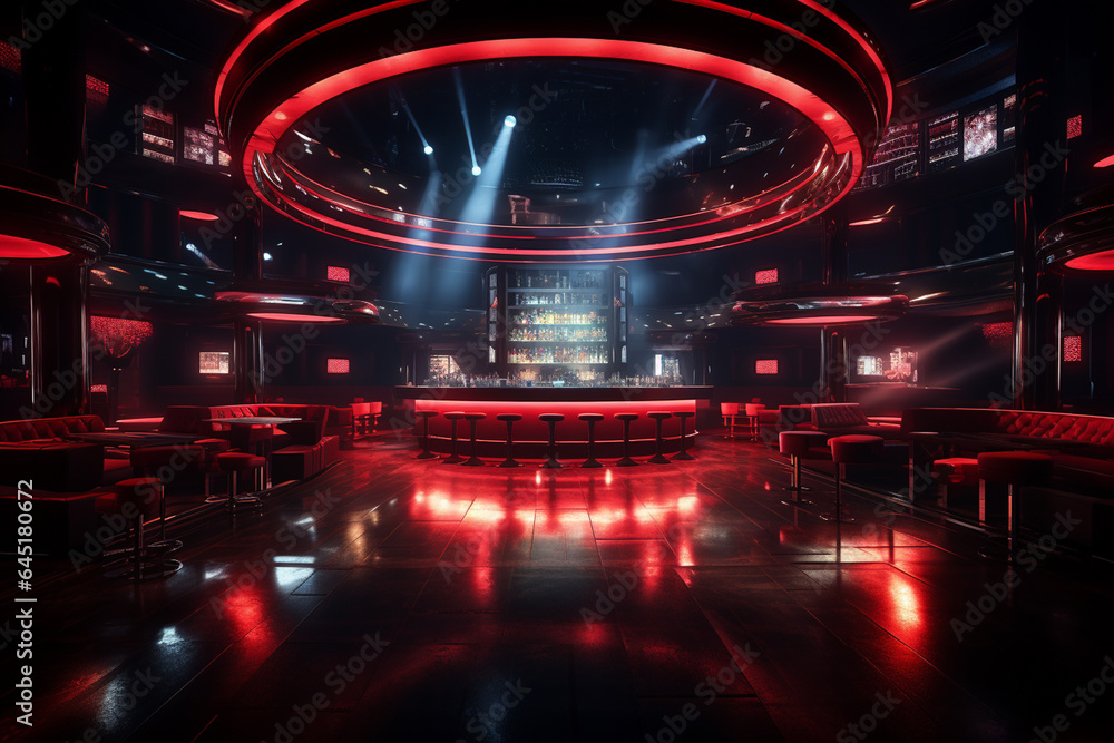 Interior of a restaurant with red sofas. 3d rendering Interior of a restaurant with red sofas. 3d rendering
