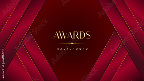 Red maroon golden royal awards graphics background. Golden sidelines. Modern template grand luxury premium corporate abstract design template trophy banner certificate.
