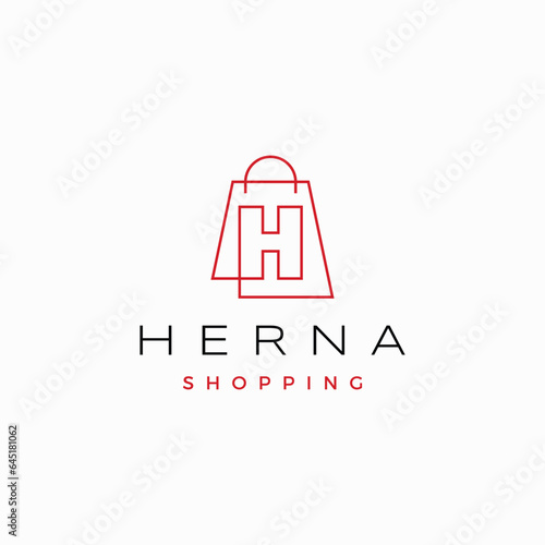 h letter Shop Shopping Bag Logo Vector Icon illustration