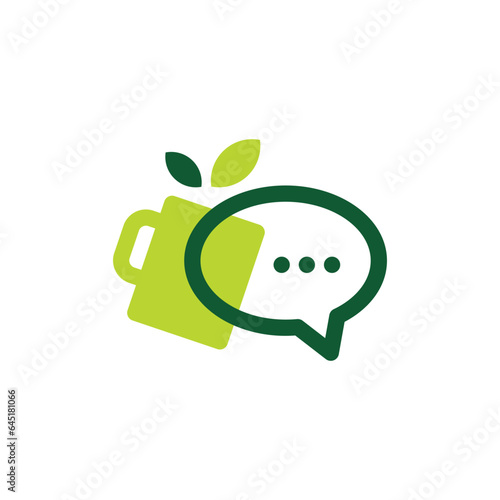 Talk Tea Chat Bubble Logo Vector Icon Illustration