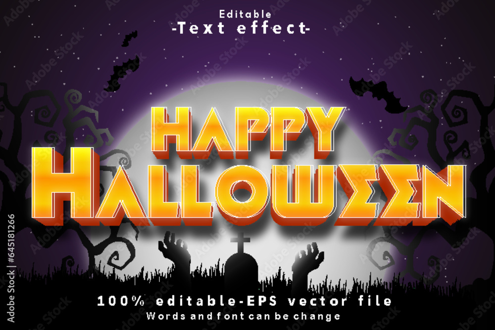 Happy Halloween Editable Text Effect 3D Modern Style
