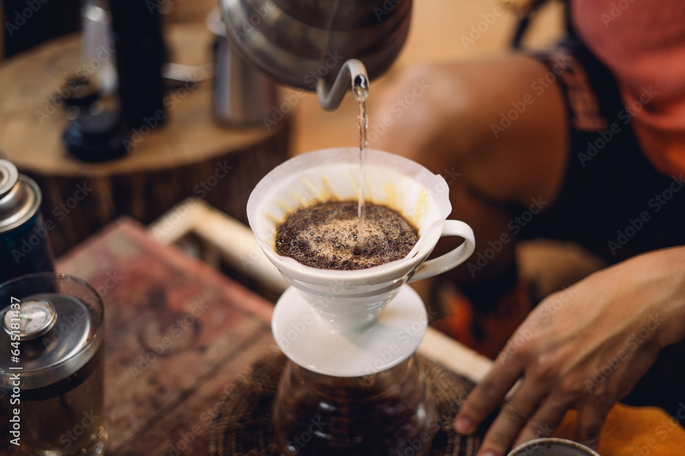 Drip coffee at home in the morning - obrazy, fototapety, plakaty 