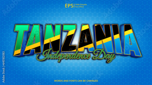 tanzania editable text effect with tanzania flag pattern suitable for poster design about holiday, Feast day or tanzania state event