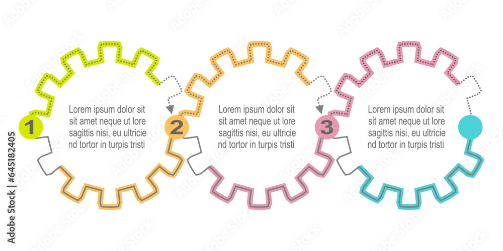 Business infographic process template design with gear icons and 3 options or steps. Business infographic process template design with gear icons and 3 options or steps.