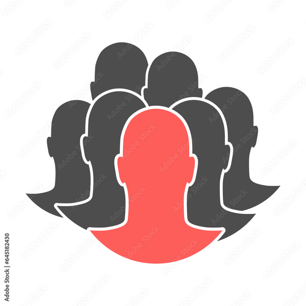 Human silhouettes. Overlay heads. Standing out from the crowd concept. Business, sport and psychology Human silhouettes. Overlay heads. Standing out from the crowd concept. Business, sport and psychology