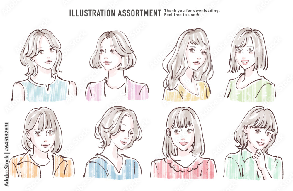 女性のイラスト素材セット 女性のイラスト素材セット