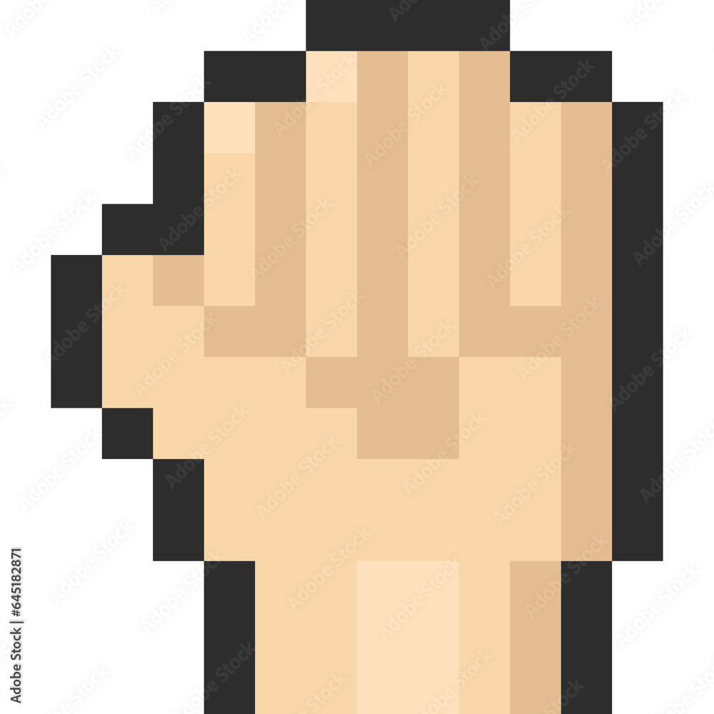 Pixel art cartoon hand up icon Pixel art cartoon hand up icon