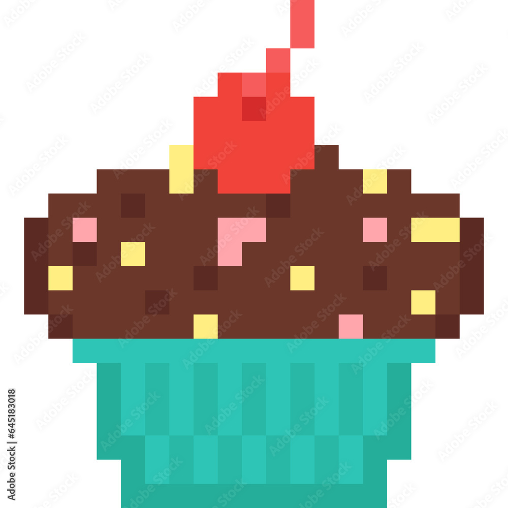 Pixel art chocolate cupcake icon Pixel art chocolate cupcake icon