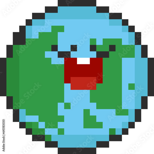 Pixel art cute cartoon earth character