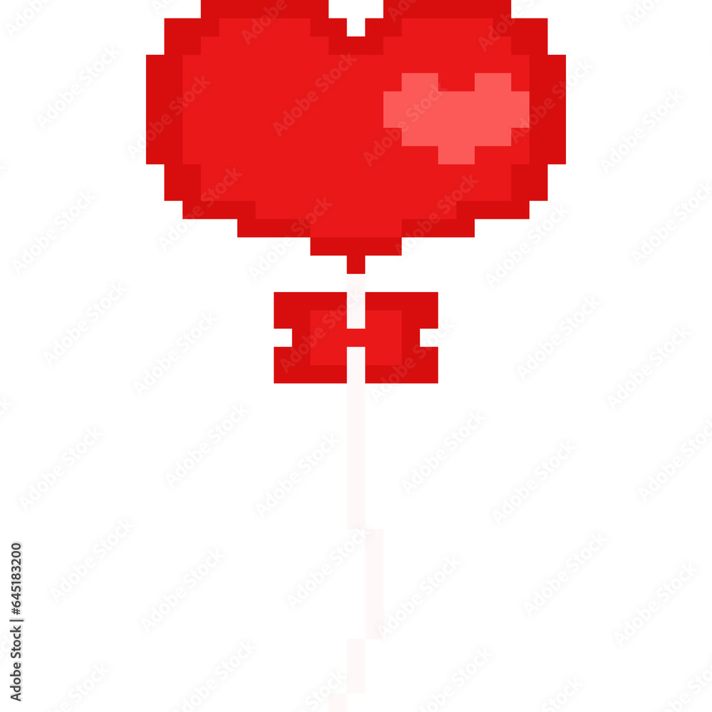 Obraz premium Pixel art heart balloon icon 2