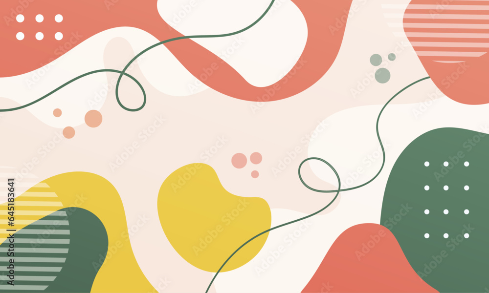 Hand drawn flat design abstract multicolor background
