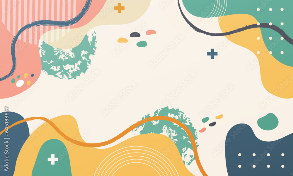 Hand drawn flat design abstract multicolor background