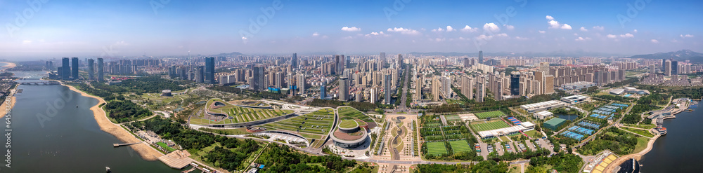 Aerial photography of modern urban architectural landscape in Rizhao, China