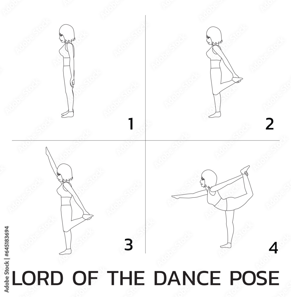 Obraz premium Lord of the Dance Yoga Manga Tutorial How Cartoon Vector Illustration Black and White